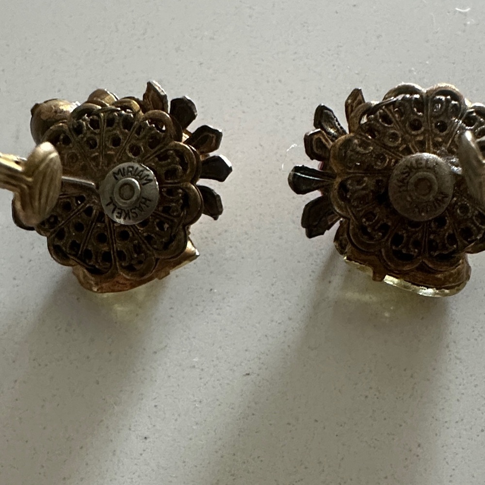 Miriam Haskell Gemstone Statement Earrings - image 4